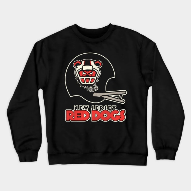 Defunct New Jersey Red Dogs Football Team Crewneck Sweatshirt by Defunctland